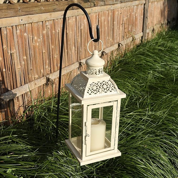 DECORKEY Christmas Lantern Decorative Indoor&Outdoor, 14.4'' Large Metal Candle Lanterns, Vintage Hanging Candle Holders Farmhouse Shelf Wedding Front Porch Patio Decor, Halloween Decorations for Home