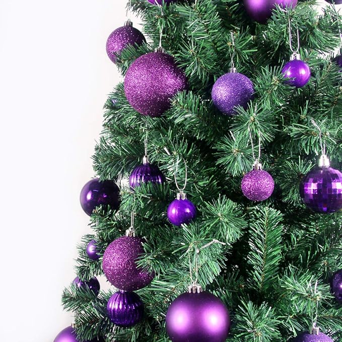 18Pcs Christmas Balls Ornaments for Xmas Tree - Shatterproof Christmas Tree Decorations Medium Hanging Ball Purple 2.5in x 18 Pack