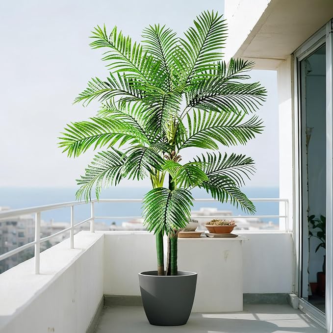 Big Faux Tropical Trees Tall Artificial Palm Tree Indoor Outdoor Realistic Floor Plants Large Fake Plant for Home Living Room Office Decor Porch Outside Patio arboles para Modern Farmhouse decoracion