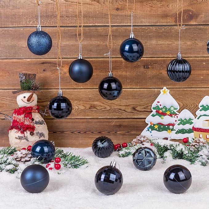 AMS 2.36''/60mm 34ct Christmas Ball Large Ornaments Party Decorations Shatterproof Festival Pendant Hangings for Xmas Tree Decor (60mm, Dark Blue)