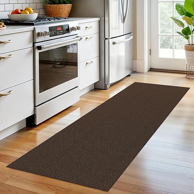 EARTHALL Washable Runner Rug 2x6 Ft Non Slip Runners for Hallways Cotton Rubber Backed Kitchen Runner Braided Indoor Floor Carpet Runners for Entryway, Hallway, Kitchen, Bedroom, Brown/Coffee