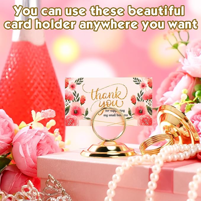 24 Pcs Table Number Holders-Metal Place Card Holders Table Number Stands Tabletop Sign Stands for Photos, Menu, Memo, Notes, Wedding, Restaurant, Banquet, Birthday(Gold)