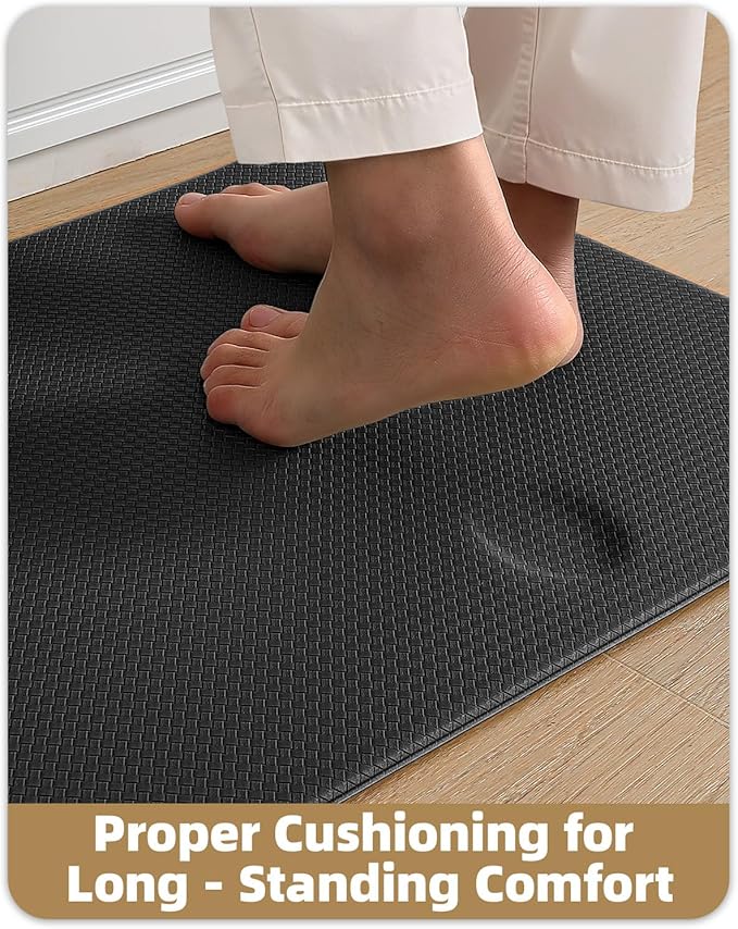 Color&Geometry Anti Fatigue Cushion Kitchen Mat for Floor -24"x59",Wide,Easy Clean, Water & Oil Proof, Anti Slip, Foam Rubber Runner Rug for Front Sink Comfort Standing,Black