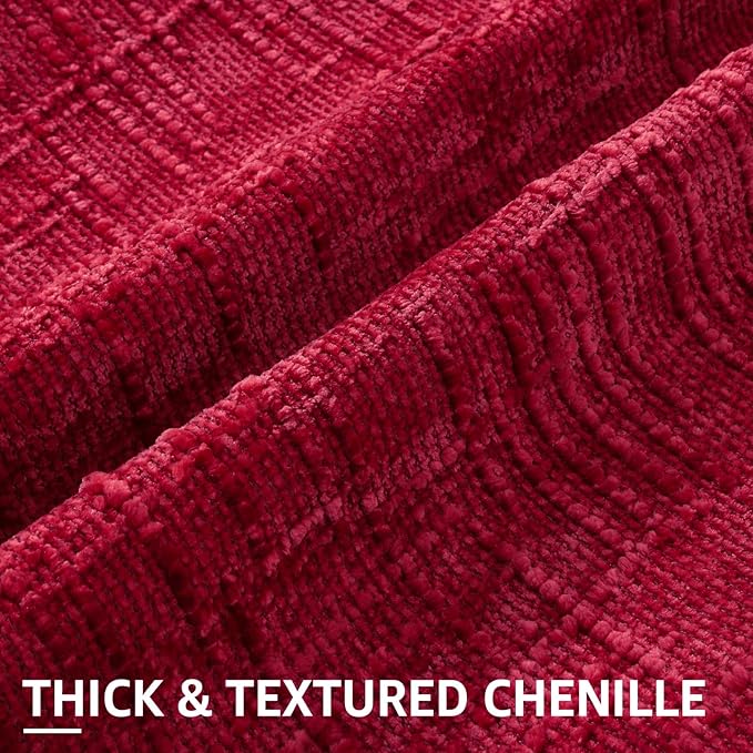 decorUhome Christmas Red Chenille Throw Pillow Covers 16x16 Set of 2 Thick Textured Slubby Couch Pillow Covers Farmhouse Accent Modern Neutral Decorative Pillow Cases for Bed Sofa Living Room