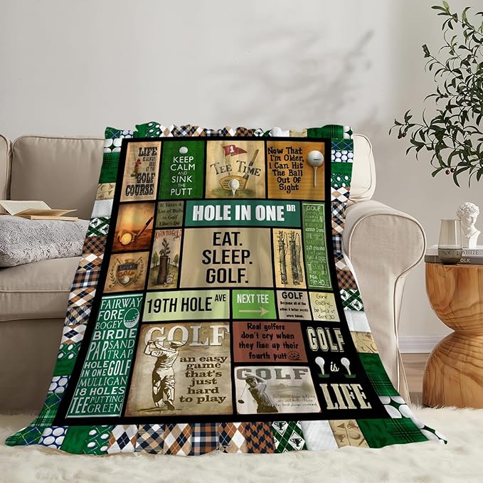 Tijuboni Golf Throw Blanket Golf Gifts for Men Women Girls Boys Kids Adults Soft Flannel Fleece Blanket for Couch Sofa Bed Home Decor 40"x50"