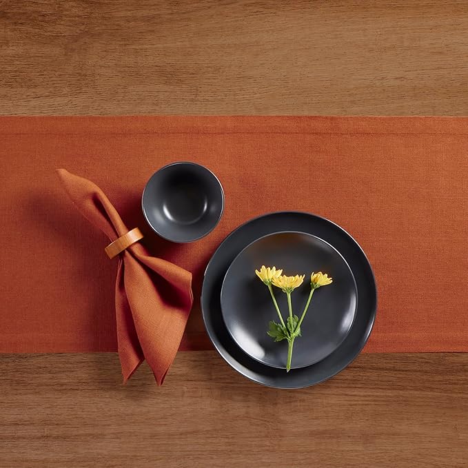 Solino Home Linen Table Runner 108 Inches Long - 100% Pure Linen Cinnamon Table Runner 14 x 108 Inch - Diana Medium Weight