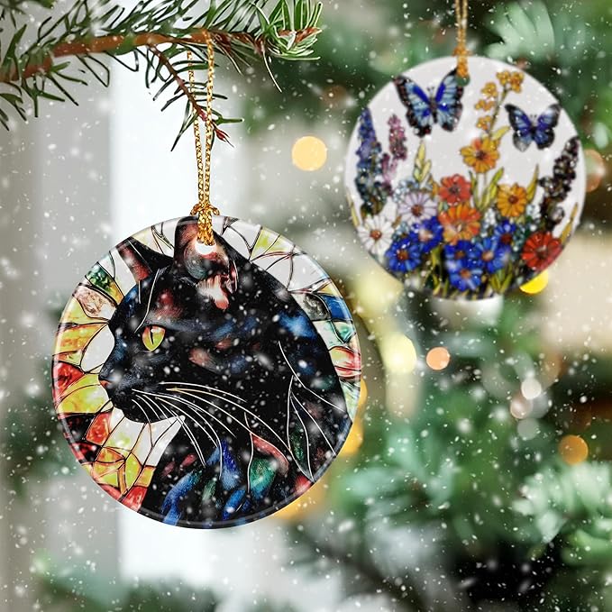 Black Cat Ornament, Christmas Ornament – Christmas Tree Decor, Holiday Decoration, Stocking Stuffer, Festive Gift Idea, Gifts for Cat Lover, Friends, and Family