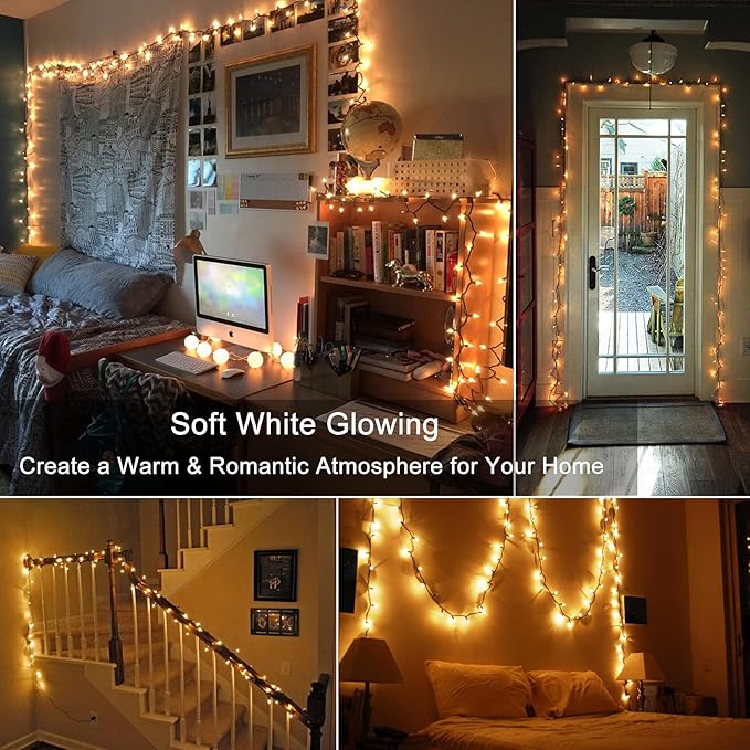 ODEETRONIC Clear Christmas Lights, 69.6ft 300ct Incandescent Christmas Lights, Connectable Outdoor Mini Tree Light Xmas Fairy Light, 120V UL Certified Indoor String for Xmas Party Birthday, Warm White