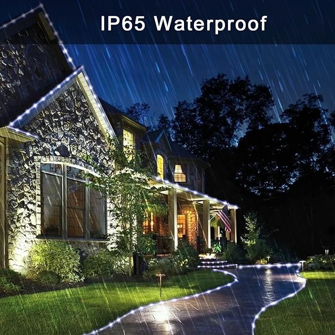 JMEXSUSS 2 * 200 LED White Solar Rope Lights, 66ft IP 65 Waterproof Solar String Light Outdoor, 8 Modes Christmas Lights for Camp Trampoline Ladder Slide Tent