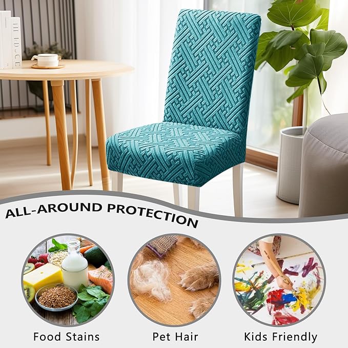Chair Covers, Dining Room Chair Covers, Anti-cat Scratch, Washable, Regular Size, Chair Covers 4 Pack, for Kitchen, Hotel, Meeting