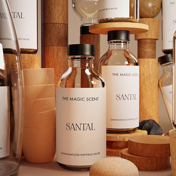 The Magic Scent Santal Diffuser Oil - Fragrance Oil Scent - Cold-Air & Ultrasonic Santal Essential Oil - Aroma Diffuser Oils Scents for Home - Sandalwood, Musk & Cardamom - 16.9 fl oz, 500 mL