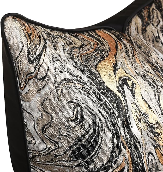 1pc Polyester Pillow Cover Multicolor Abstract Texture Geometric Lines Black Moire Marble Pattern Light Luxury Single-Sided high-Precision Jacquard with Zipper 18 x 18 inches(no Pillow core)