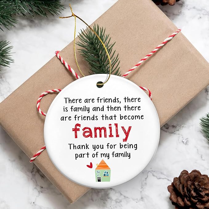 Friend Gifts for Women, Men, Christmas Ornaments - Friendship, BFF, Bestie, Friend Birthday Gifts for Friends, Work Bestie Gift Ideas - Christmas Tree Decoration Ceramic Ornament