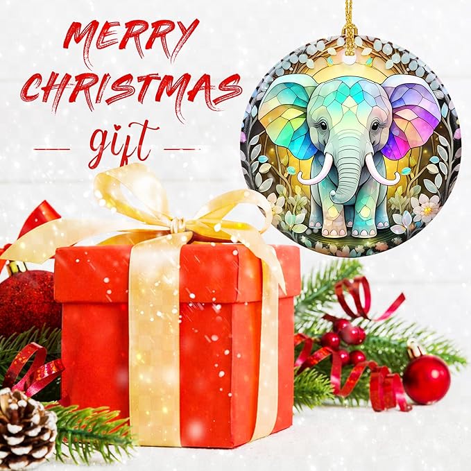 Touber Christmas Ornament, Elephant Christmas Ornaments for Tree, Christmas Tree Decor, Holiday Ornament