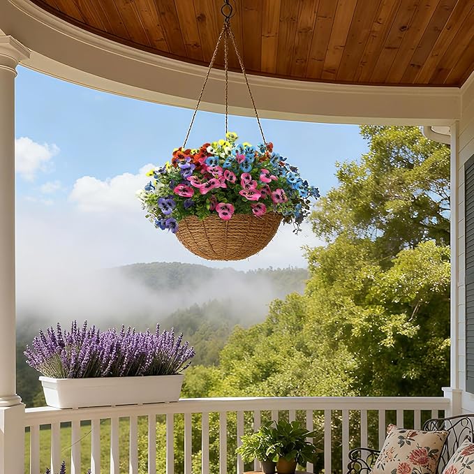 YHJZ Artificial Flowers Plants for Outdoor Indoor Garden Home Decoration Faux UV Resistant Silk Butterfly Flowers for Outside Planter Front Door Porch Yard Patio Window Box Home Decor(18 Bundles)