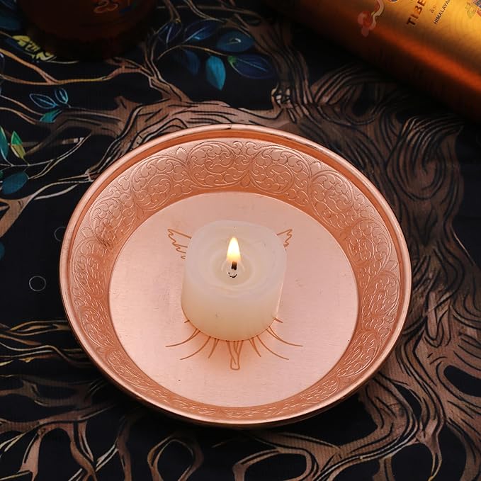 Copper Offering Prayer Ritual Bowl Plate - Great for use Witches Meditation,Smudging, Incense,Candle Dish, Ash Catcher,Jewelry Dish (New Metatron)
