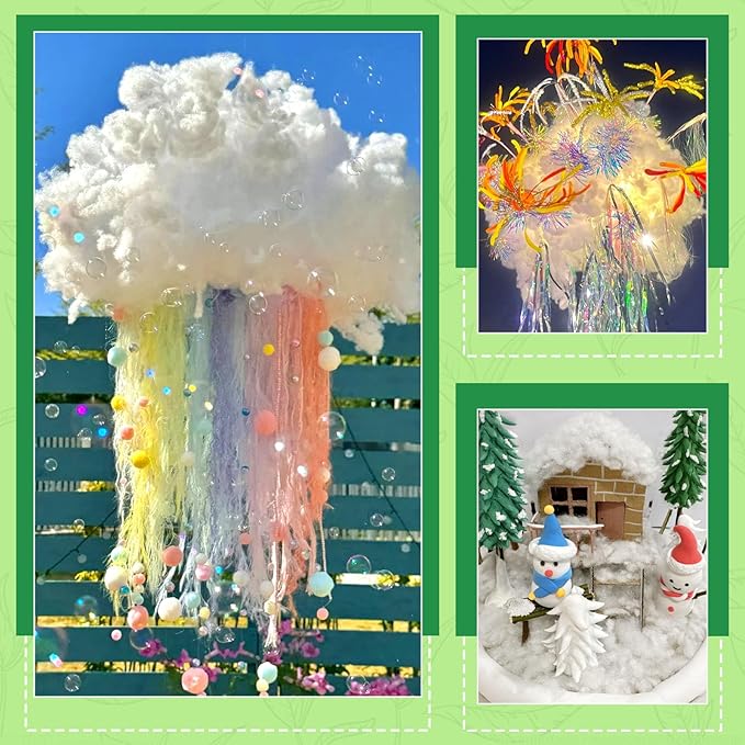 GarfxG Polyfill Stuffing 2.2LB/1000G, Christmas Decorations Indoor, Artificial Snow White Clouds Cotton for Decoration, Fluffy Snow Blankets for Winter Mantle Village, Nativity