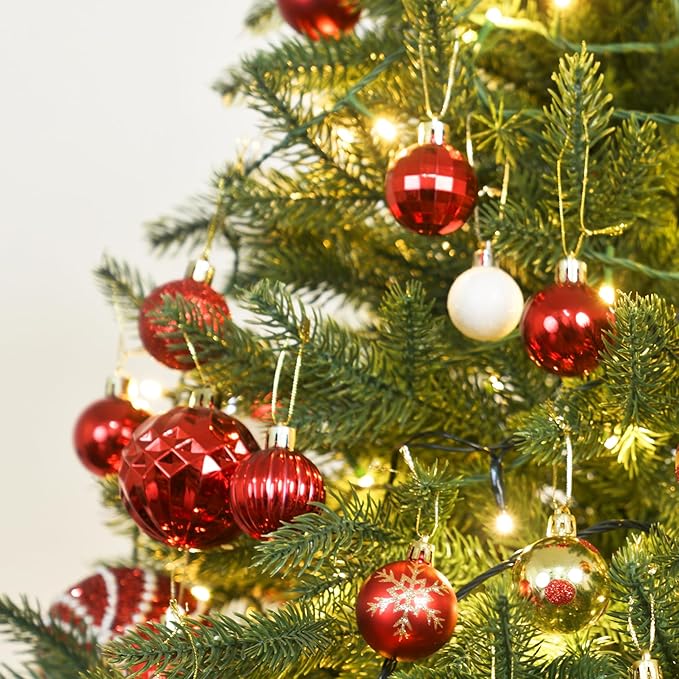 XmasExp 24ct Christmas Ornaments Shatterproof Christmas Ball Ornaments Set Decorations for Xmas Tree Balls 40mm/1.57" (1.57'', Red)