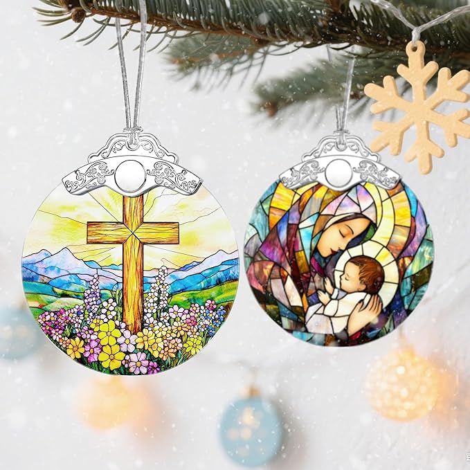 Religious Christmas Ornaments: Christian Cross Ornament, Christmas Tree Decorations, Christian Holiday Decor, Stocking Stuffers, Xmas Gift, Religious Gifts, Christian Gifts for Her & Him
