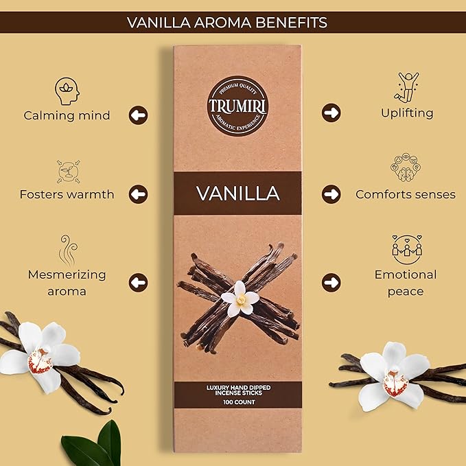 Vanilla Incense Sticks - Pack of 100 Insence-Sticks - Inciensos Aromaticos para La Casa Made with Natural Inscent Ingredients - Scented Insence Non Toxic Incents