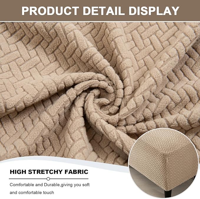 Eco-Ancheng Ottoman Cover Stretch Rectangle Footrest Stool Slipcover Ottoman Bench Covers Jacquard Footstool Protector Covers Storage Ottoman Slipcovers for Foot Stool with Nonslip Elastic Bottom,03