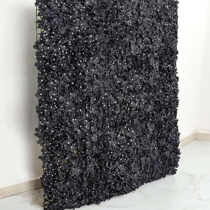 Efavormart Black UV Protected Hydrangea Flower Wall Mat Backdrop 4 Artificial Panels - 11 Sq ft.