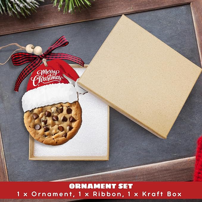 Chocolate Chip Cookies Ornament - Food Ornaments for Christmas Tree, Dessert Baking Ornaments - Food Dessert Cookie Gifts for Baking Lover, Baker - Wood Ornament