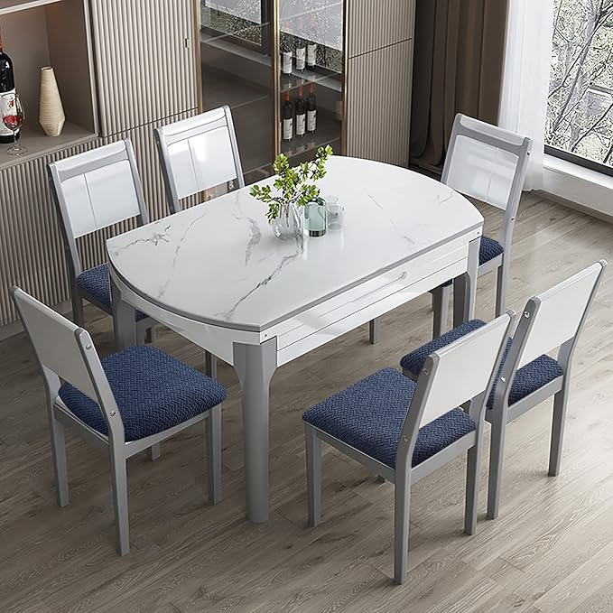 Genina Waterproof Seat Covers for Dining Room Chairs Covers Dining Chair seat Covers Kitchen Chair Covers slipcovers (Navy Blue, 6 Pcs)
