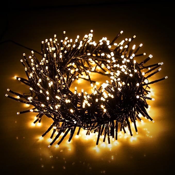 EcoNour 29.5 Ft 720 LED Cluster Twinkle Lights for Christmas Tree, 8 Modes String Lights for Decoration with Timer and Memory Function, Ambient Warm White Fairy Lights for Magical Home & Garden Decor