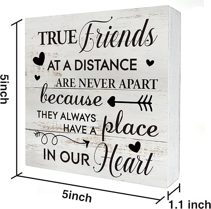 Kinship Wooden Box Sign Desk Decor Rustic Wood Block Plaque Box Sign for Home Living Room Shelf Table Decoration (5 X 5 Inch) (TRUE)