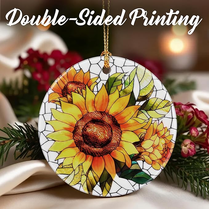 Sunflower Christmas Ornaments: Christmas Tree Ornaments, Holiday Decor for Sunflower Lovers, Stocking Stuffers, Gift Ideas, Xmas Gifts & Flower Lover Gifts