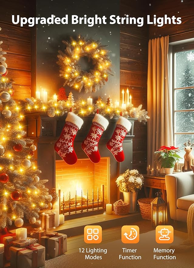 Minetom Christmas Lights Outdoor Cluster Lights - 500 LED 25 Ft Christmas Firecrackers String Lights, 12 Modes Timer Waterproof Connetable Plug in Twinkle Fairy Lights for Xmas Tree Garland Party