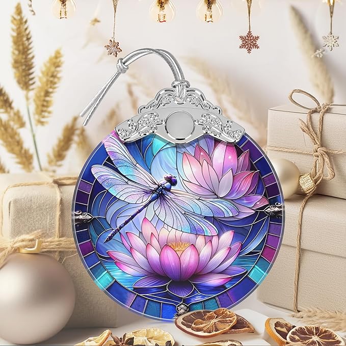 Dragonfly Ornament, Christmas Ornaments, Christmas Decorations for Tree, Stained Glass Ornament, Heirloom Keepsake, Gift Exchange, Gift Ideas, Bauble Present