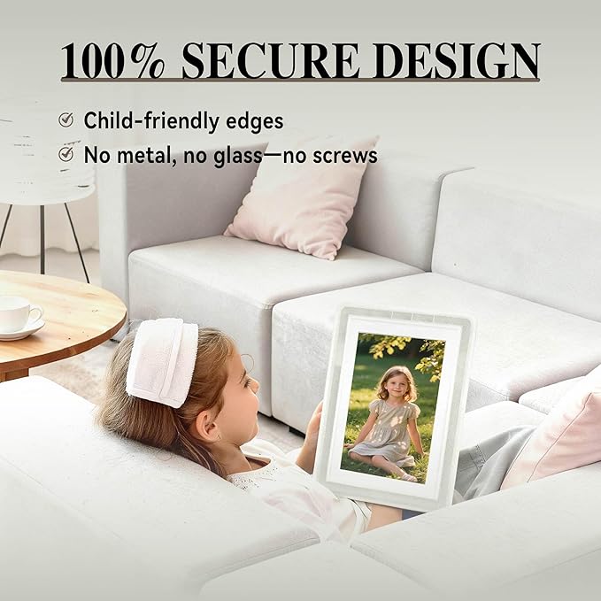 5x7 Picture Frame, Clear Acrylic Photo Frame with White Mat for 4x6 Photos, One-Piece Shatterproof Tool-Free Design, UV-Resistant Waterproof Tabletop Frame for Home Office Decor with 10-Year Warranty