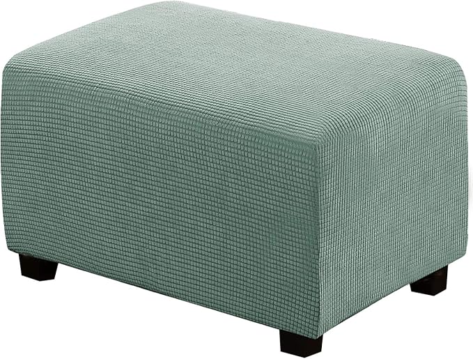 H.VERSAILTEX Ottoman Cover Slipcover Rectangle Fit Length 33"-38" Footrest Sofa Slipcovers Stool Cover Footstool Protector Covers Feature Stretch Thick Soft Jacquard Fabric Removable Washable - Sage