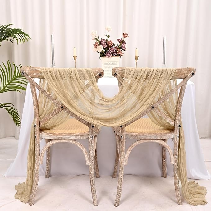 25 Pack Beige Cheesecloth Table Runner 17 x 108 Inch Fall Thanksgiving Boho Rustic Farmhouse Gauze Cheese Cloth Runner for Wedding Party Baby Shower Home Decor Holiday Decorations