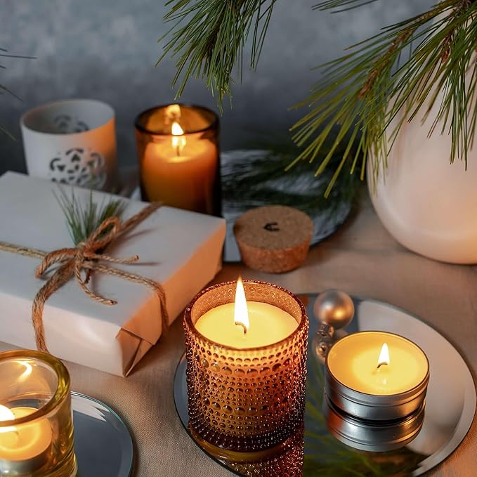 Bluecorn Aromática Scented Candle Sample Set, 7 Clean Burn Coconut Wax Tins, Mountain Lilac, White Lily, Paloma, The Woodsy, Artemisa, La Mesa & Arroyo, Small Candles for Home Decor & Gifts, 2.75 Oz