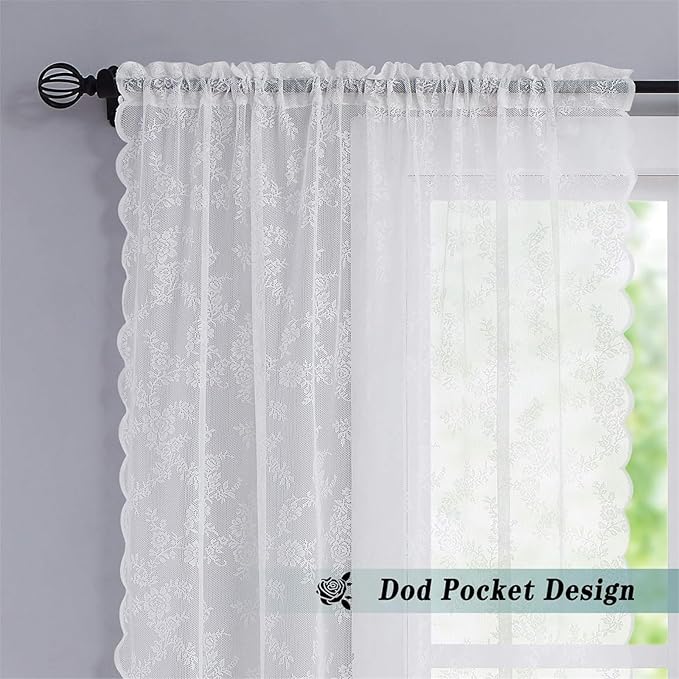 Soft Polyester Lace Curtain Breathable Sheer Window Covering Drape for Privacy and Light in Any Room Drape