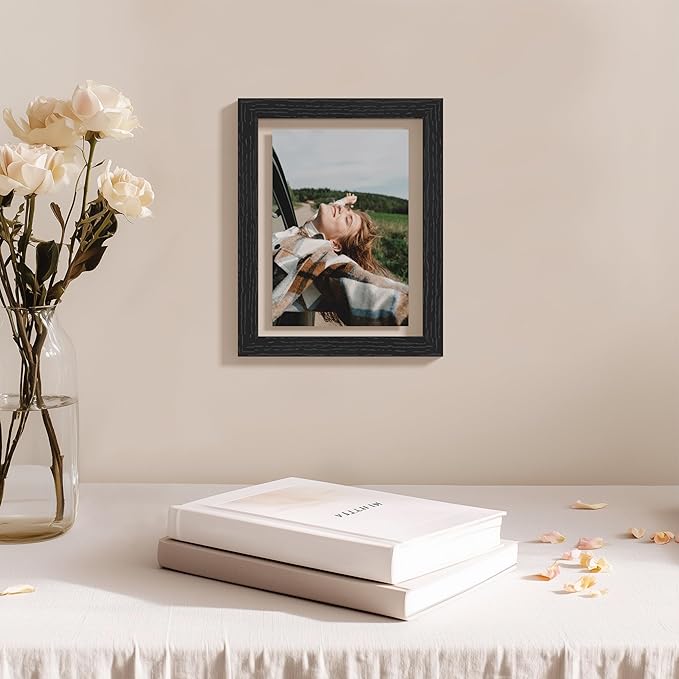 eletecpro 6x8 Black Floating Picture Frames Set of 2, Real Double Glass Picture Frames for Wall Mount, Vertical or Horizontal Display Multi-Size Photos and Artworks up to 6 x 8 Inches, Home Decor