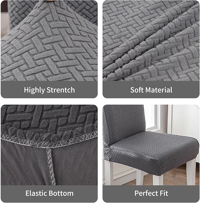 Parsons Dining Chair Cover, Detachable Sofa Chair Cover, Retractable Chair Cover (6, Gray)