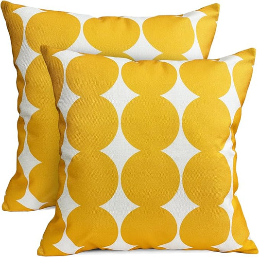 Decorative Throw Pillow Covers Set of 2 Chrome Yellow Fashion Polka dot Pillow Covers 16x16 Inch Throw Pillow Cover Linen Pillowcase Farmhouse Outdoor Pillow Covers for Couch Sofa Bedroom