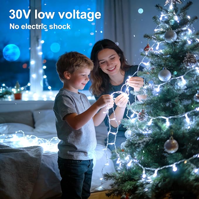 LED String Lights, 165FT 500LED 30V Plug in Waterproof String Lights with 8 Modes for Indoor and Outdoor Party Wedding Home Patio Lawn Garden Supplies (Cool White)