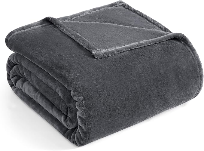 Casa Platino Queen Blanket – Cozy Fleece Throw 90x90 for Bed or Sofa – Lightweight and Soft Flannel Blanket for All Seasons – Perfect for Women or Men – Charcoal