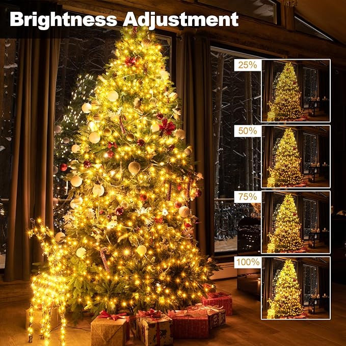 echosari Christmas String Lights, 33Ft 100 LED Fairy Lights Battery Operated Dual Color Changing with Remote Timer for Xmas Tree Festive Decor (Red White Green & Warm White)