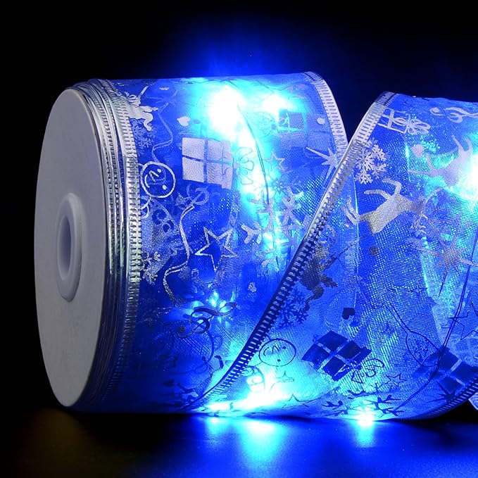 Christmas Decorations, 2.5Inch x 33Ft 100 Led Christmas Tree Ribbon Lights with Remote Control, Battery Operated & USB Powered 8 Lighting Modes Fairy String Lights with Timer for Xmas Decor