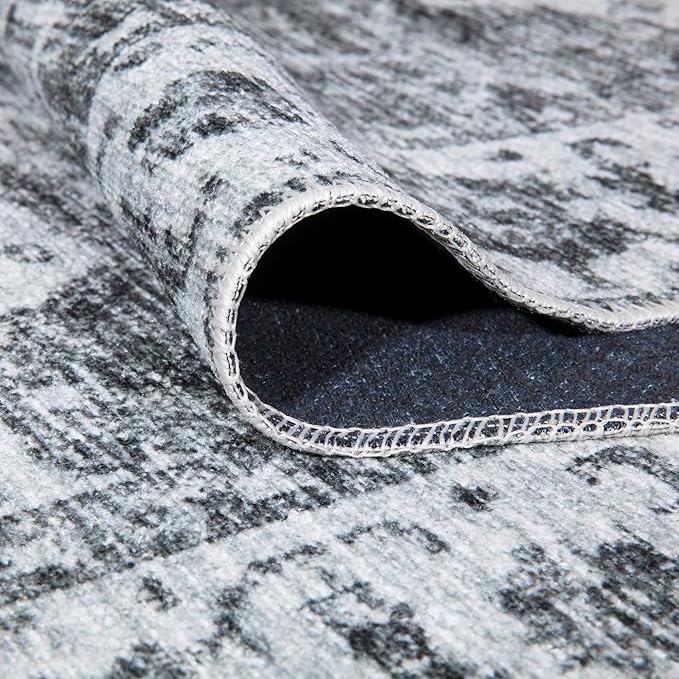 Bloom Rugs Washable Non-Slip 2x3 Rug - Silver/Dark Gray Traditional Oriental Area Rug for Living Room, Bedroom, Dining Room, and Kitchen - Exact Size: 2' x 3'