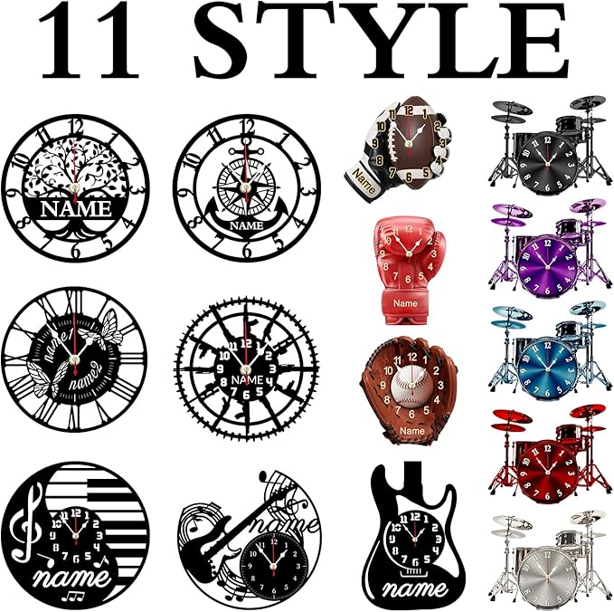 Personalized Metal Clock with Name Custom Wall Guitar Non Ticking Silent Clock for Home Decoration Music Classroom Living Room Customized Birthday Christmas