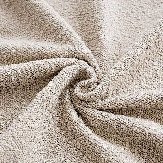 Foindtower Set of 2, Decorative Textured Boucle Throw Pillow Covers Accent Solid Pillow Cases Neutral Soft Cozy Couch Cushion Case for Chair Sofa Bedroom Living Room Home Decor 26 x 26 Inch,Oatmeal