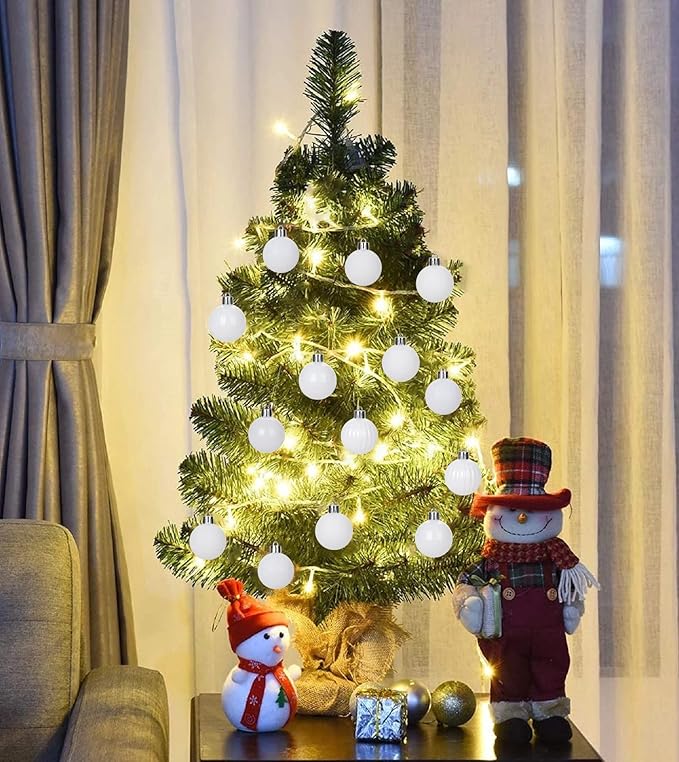 1.57" White Christmas Ornaments for Christmas Tree 36 Pcs Mini Shatterproof Balls Christmas Tree Decorations Small Xmas Ornaments Balls with Hanging Loop for Wedding Holiday Party Wreath Home Decor