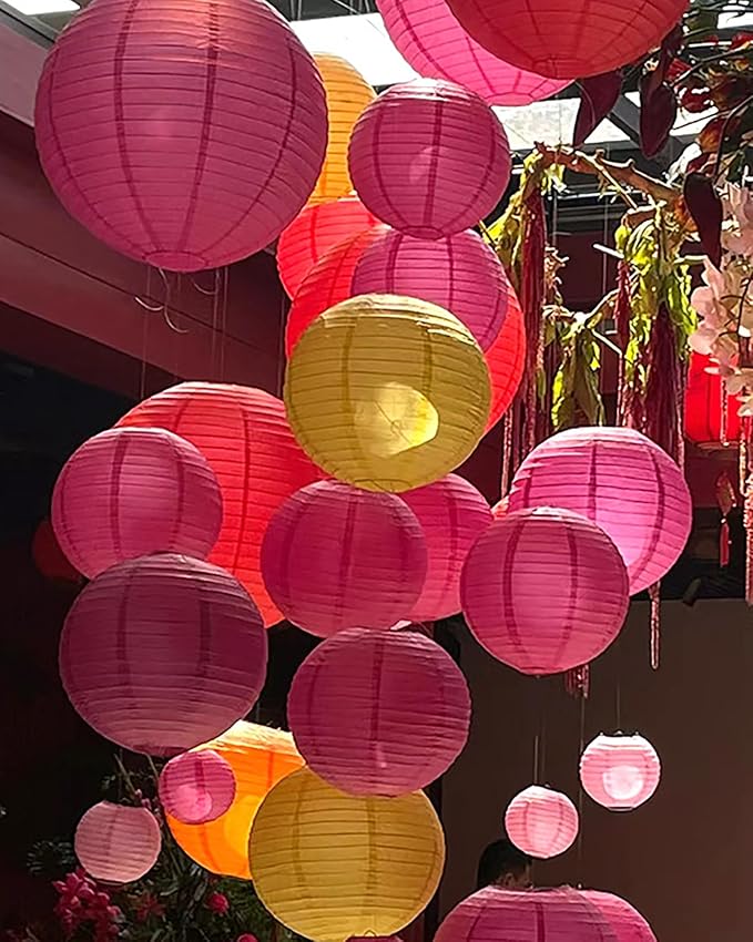 ZOOYOO Brown Paper Lanterns Decorative, Caramel Boho Party Hanging Paper Lanterns Decorations for Rustic Neutral Birthday Wedding Bridal Shower Western Graduation Home Decor Party Decoration 12PCS